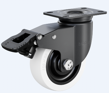 中型03系列3寸双轴奶白色聚丙烯 万向刹车轮 FC-75-Y3112-PSD